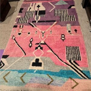 Anthropologie Pink and Purple Geometric Rug